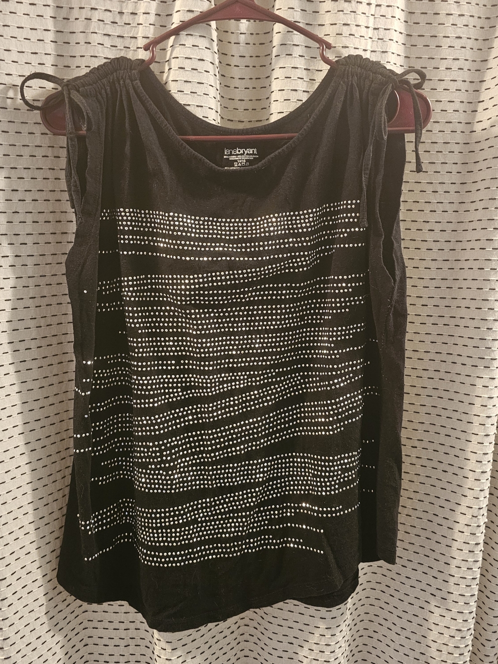 Lane Bryant Black Sleeveless Studded Tank with Tie Shoulders